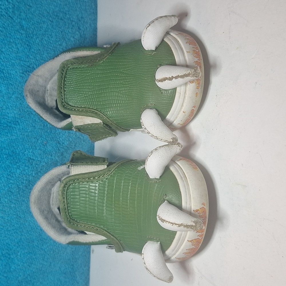 Toddler Vans Off The Wall Green Dragon Claw Reptile Slip-on with Velcro Size 7 - Picture 3 of 13